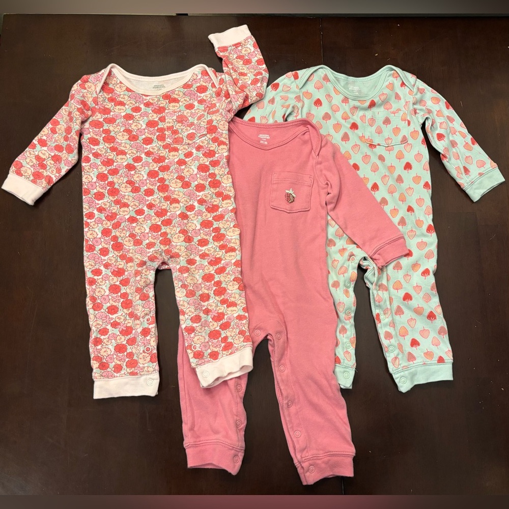 Amazon Essentials Baby Girls long sleeve coveralls- set of 3